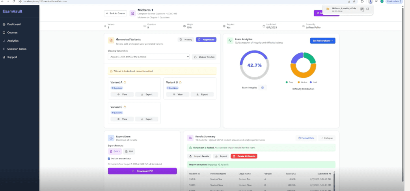 ExamVault — Automated Exam Generation & Analysis