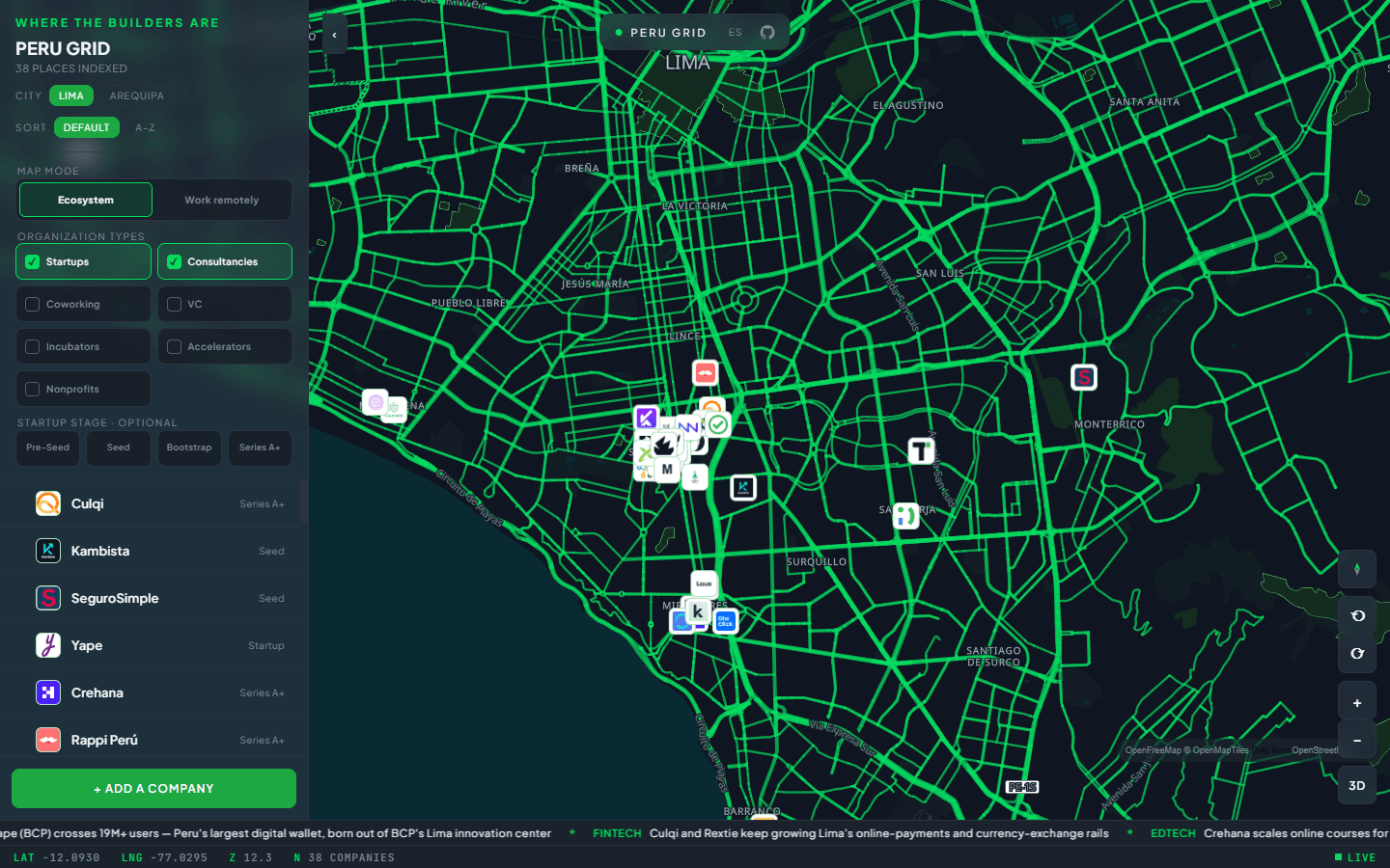 Peru Grid — Mapping the Peruvian Tech Ecosystem screenshot 1