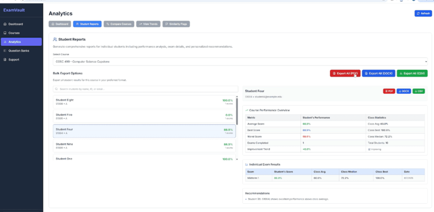 ExamVault — Automated Exam Generation & Analysis screenshot 3