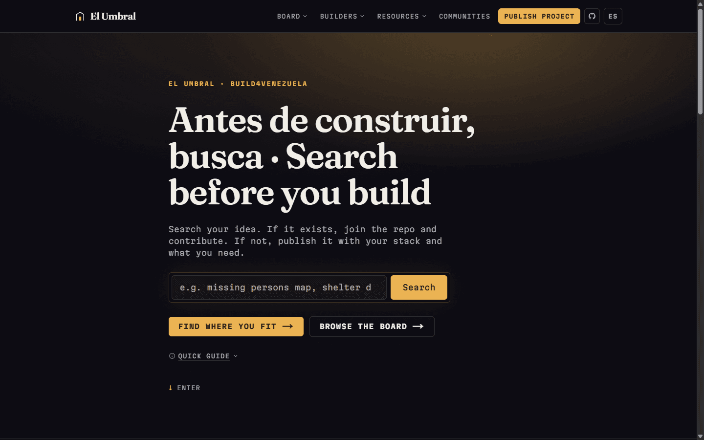 El Umbral — Relief Project Hub screenshot 1